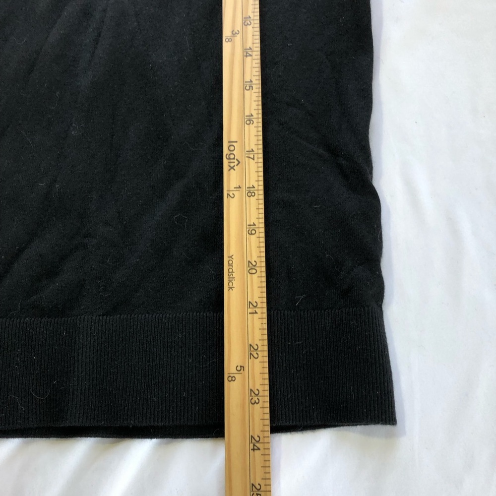 Quince lightweight cotton cashmere women v neck sweater S black basic minimalist - Picture 8 of 11